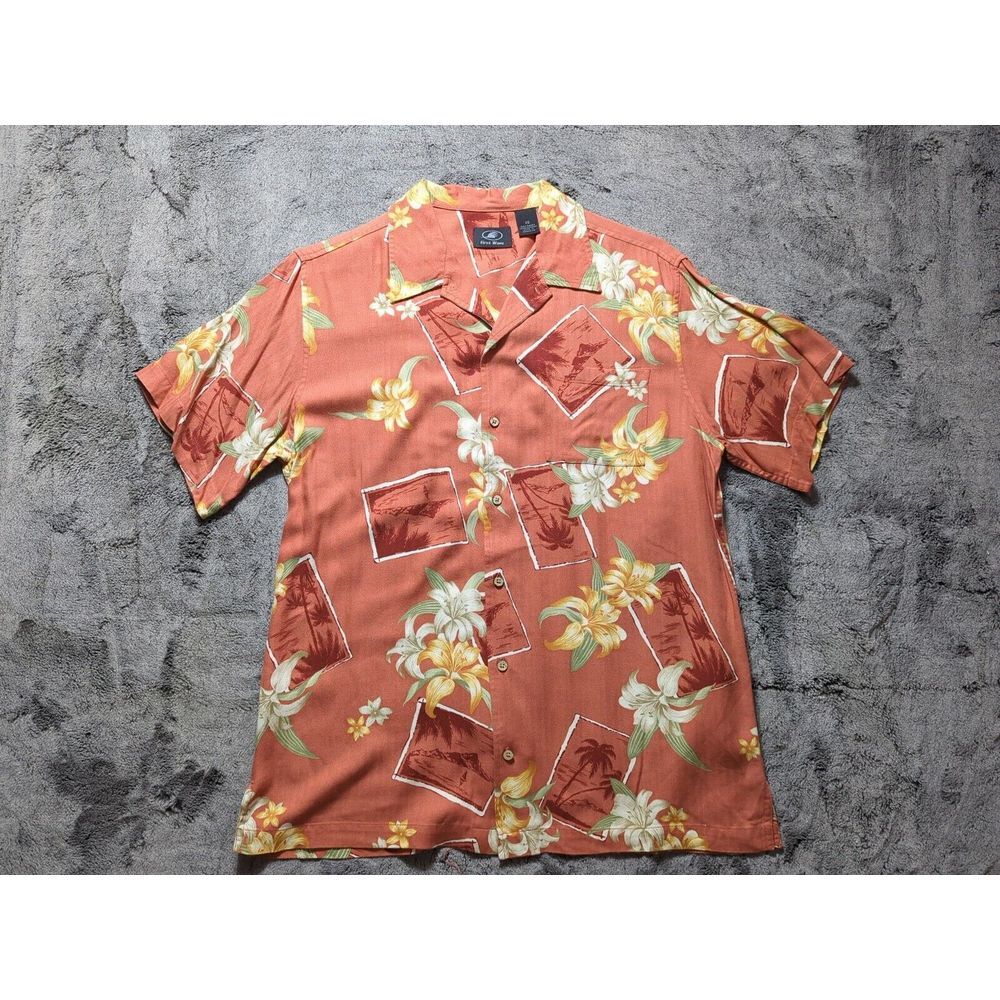 First Wave Short Sleeve Button Up Hawaiian Shirt Youth Boys Size 20
